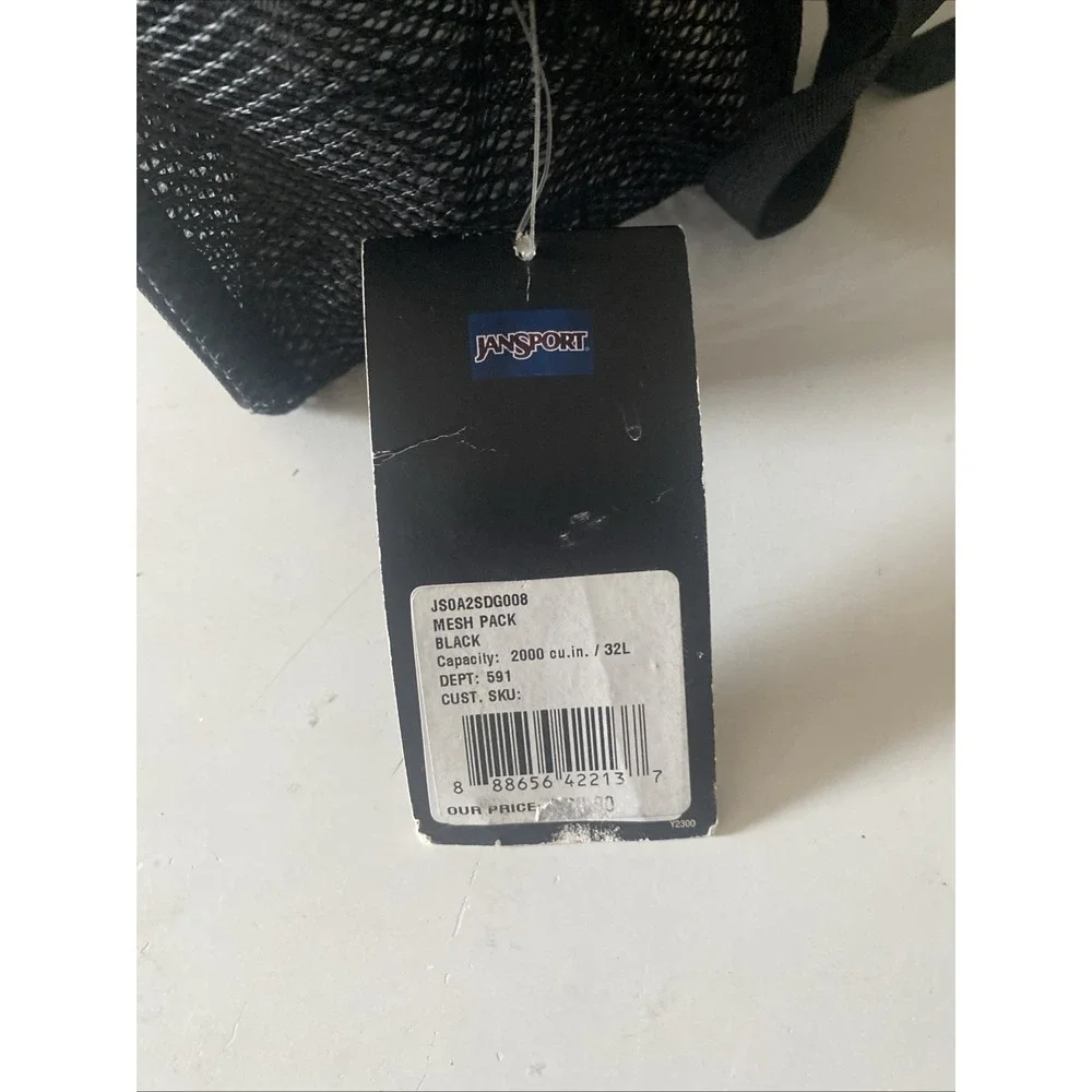 Jansport Mesh Backpack Black See Through Bookbag Hiking Travel Sport